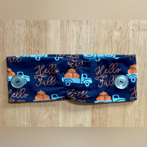 Hello Fall Pumpkin Farm Truck Headband W/Buttons - Picture 2 of 2